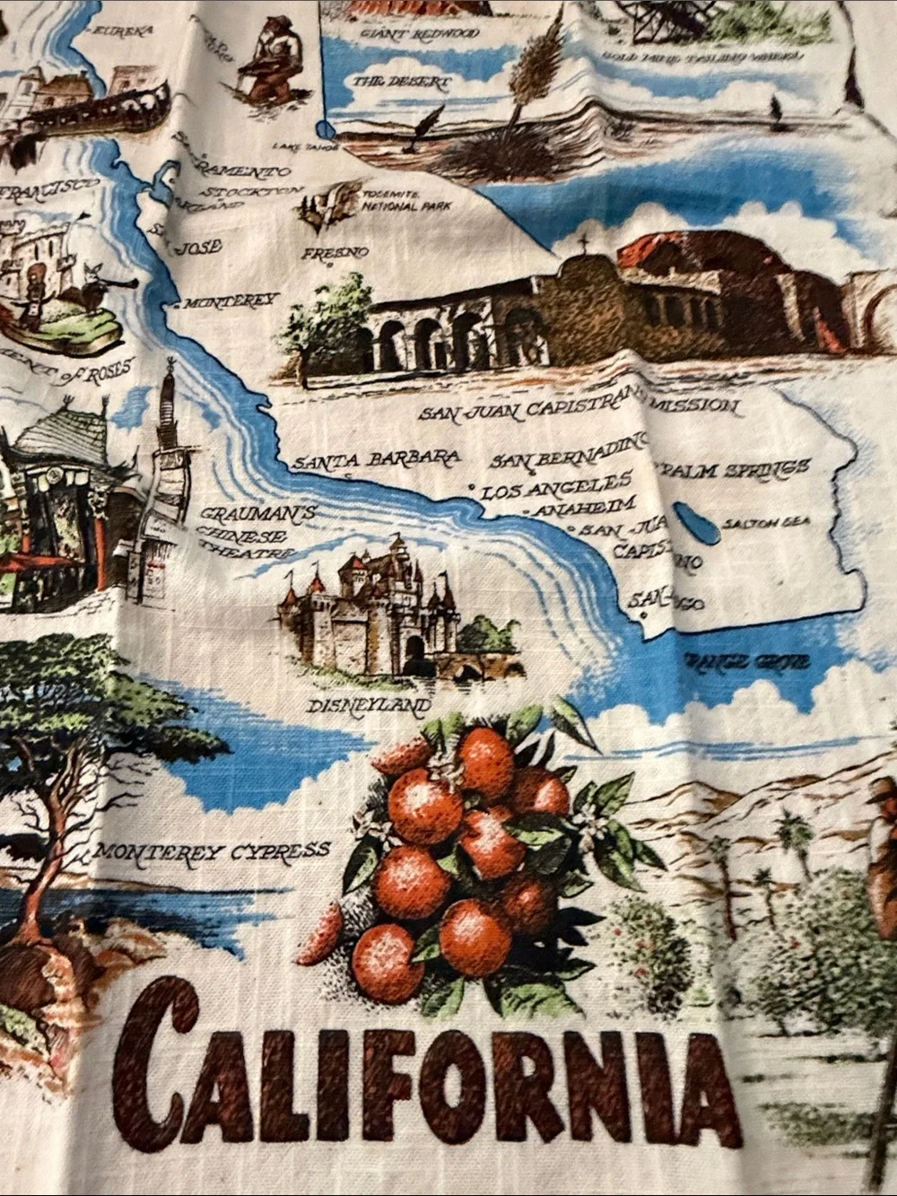 California Illustrated Tea Towel - Multi